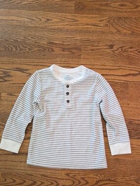 Cat & Jack White and Light Gray Striped Long-Sleeve Henley